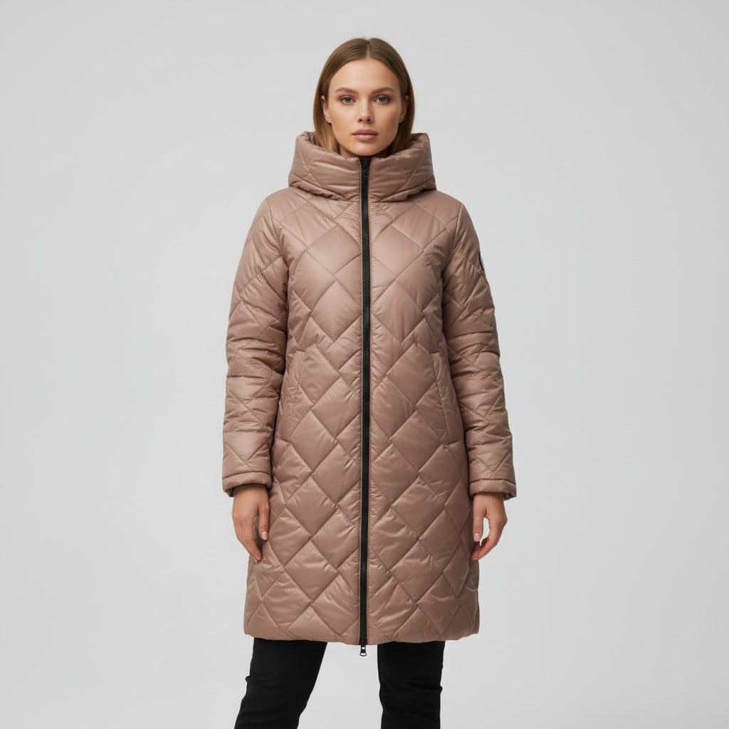 Veste élégante et chaude Danoir Paris Bogna FR1248 en rose poudré, coupe sophistiquée, tissu confortable pour femmes.