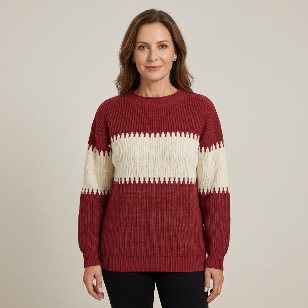 Pull colorblock Danoir Paris Harmony, confortable en bleu clair et blanc, style décontracté pour un look casual.