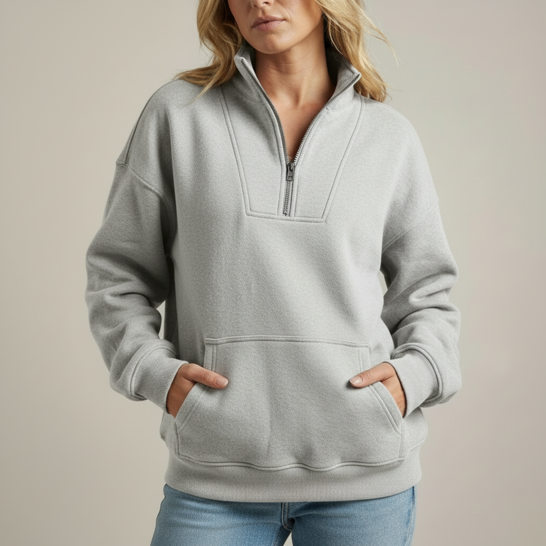 Pull douillet chic Talbot de Danoir Paris en tissu sarcelle, image montrant le devant du vêtement avec détails élégants.