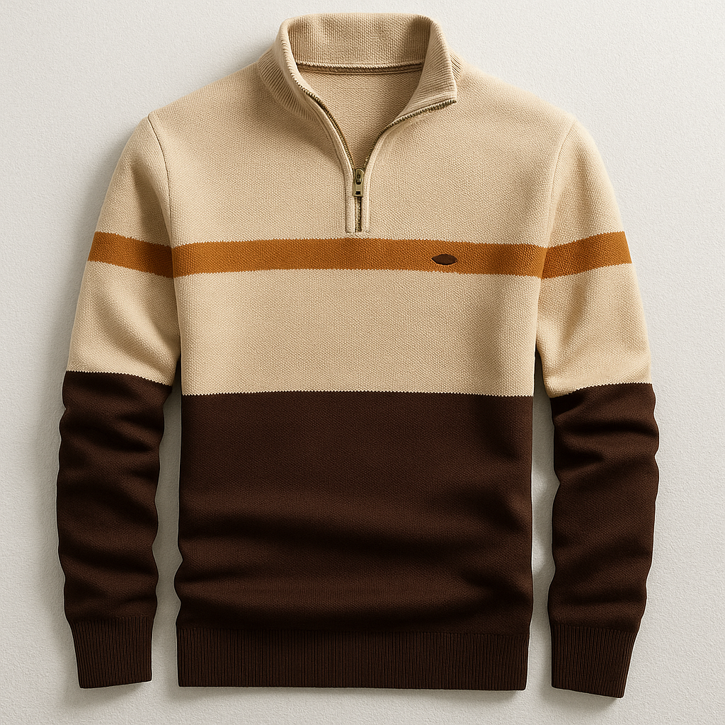 Pull ajusté élégant Danoir Paris Elston en marine et blanc, taille XS, vue de face sur fond neutre.