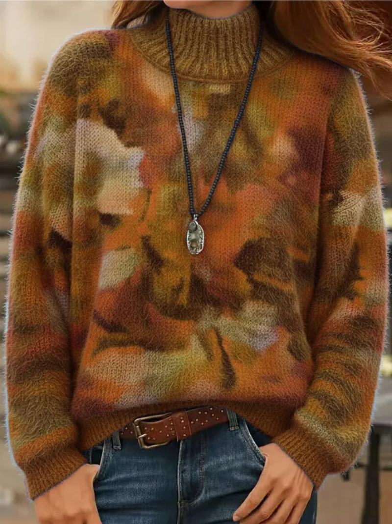 Pull aérien Danoir Paris Elena FR1319 en bleu, confortable et léger, porté sur mannequin avec col rond et manches longues.