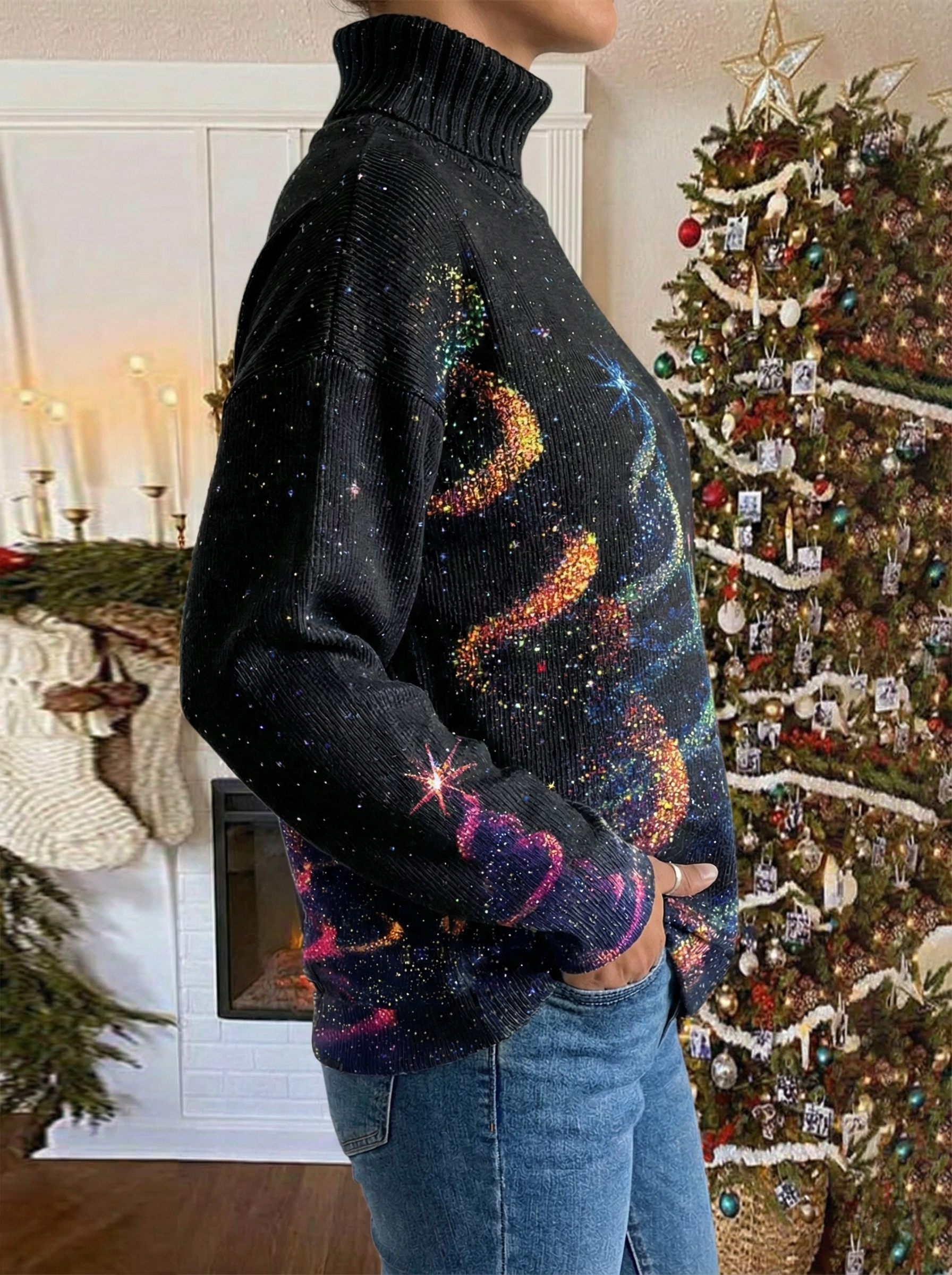Pull festif étoilé Danoir Paris Saraya FR1320 en multicolore, douceur et style pour femmes.