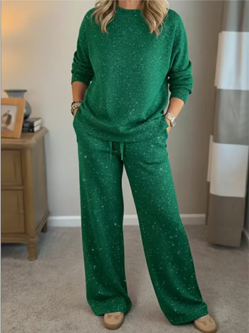 Ensemble décontracté à pois Lana de Danoir Paris, costume rouge avec motifs à pois pour look confortable.