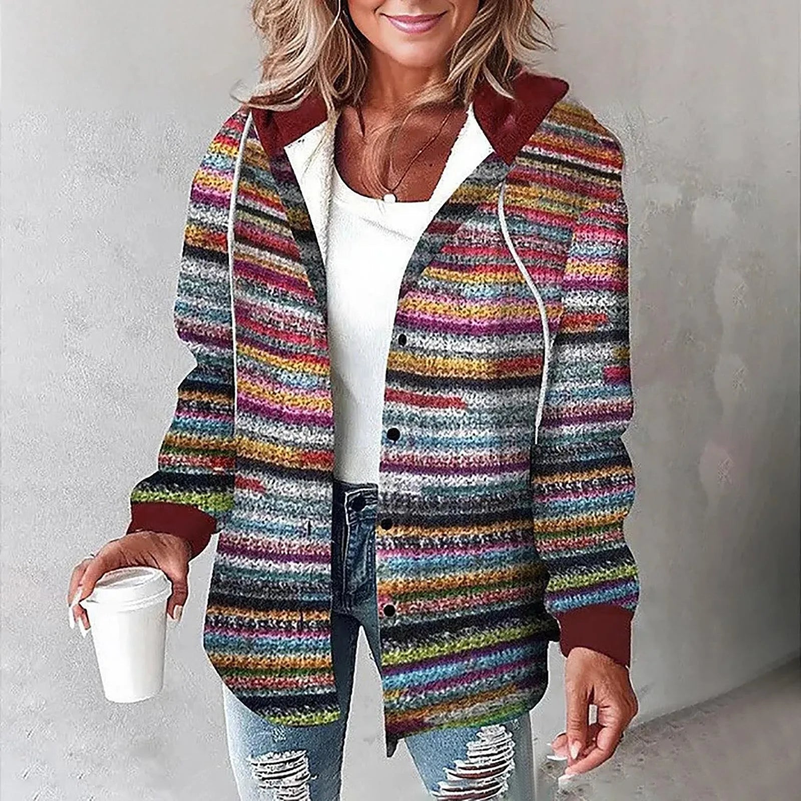 Veste à carreaux gris Vera Danoir Paris, veste confortable pour femmes, détails du tissu et coupe décontractée.