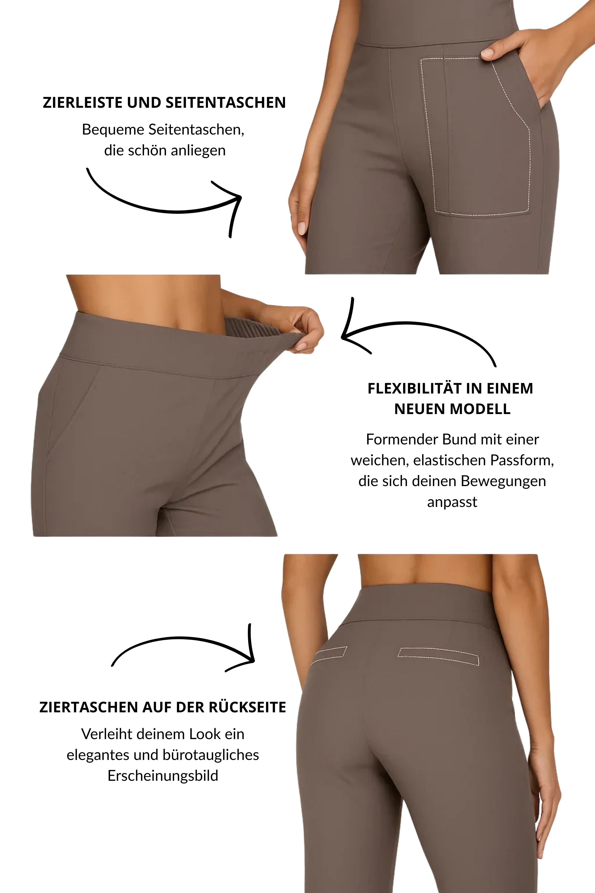 Pantalon confortable et stylé Klara de Danoir Paris en taupe, avec coupe élégante et tissu doux, pour un look décontracté.