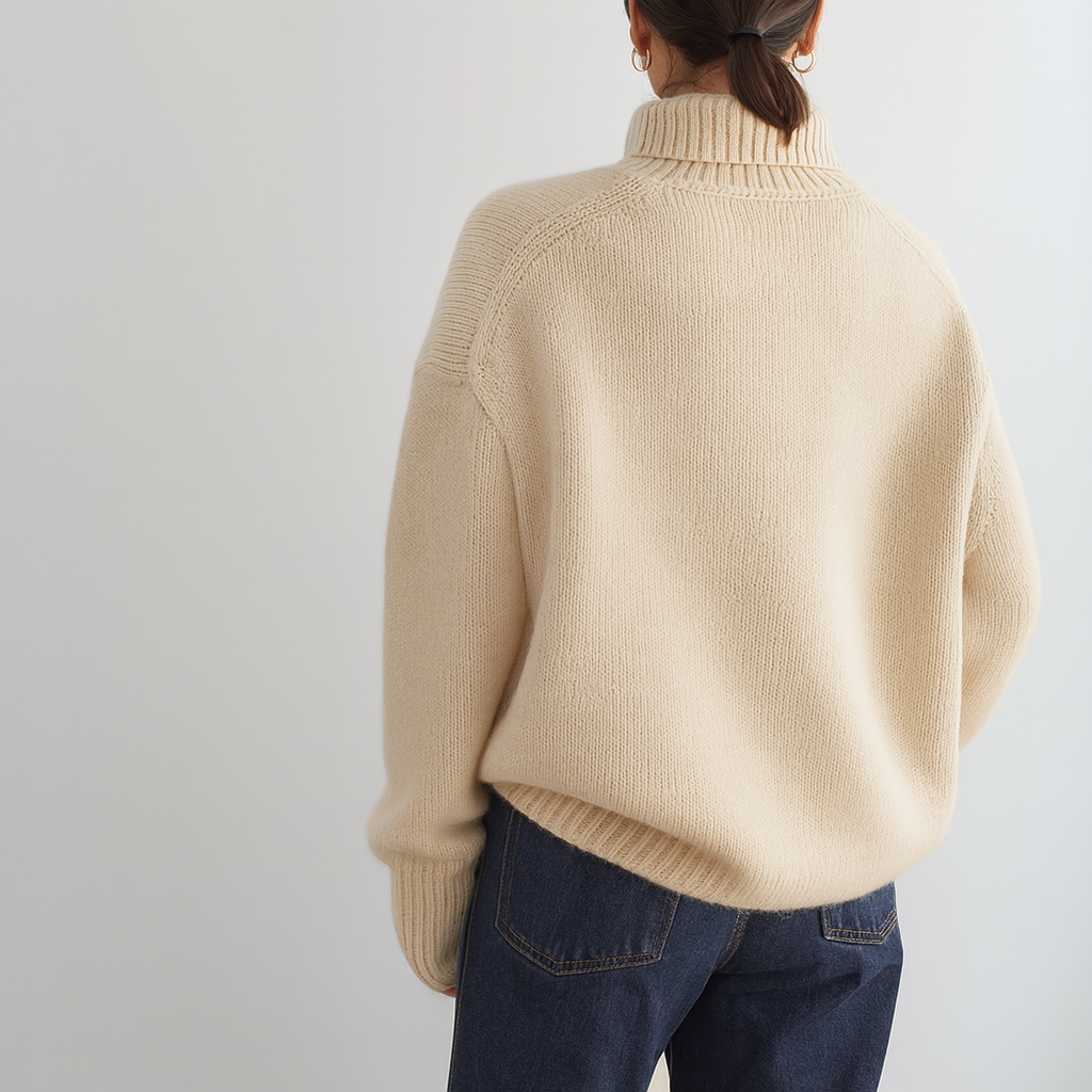 Pull oversize en cachemire crème Candice de Danoir Paris, style doux et confortable, pour un look décontracté et élégant.
