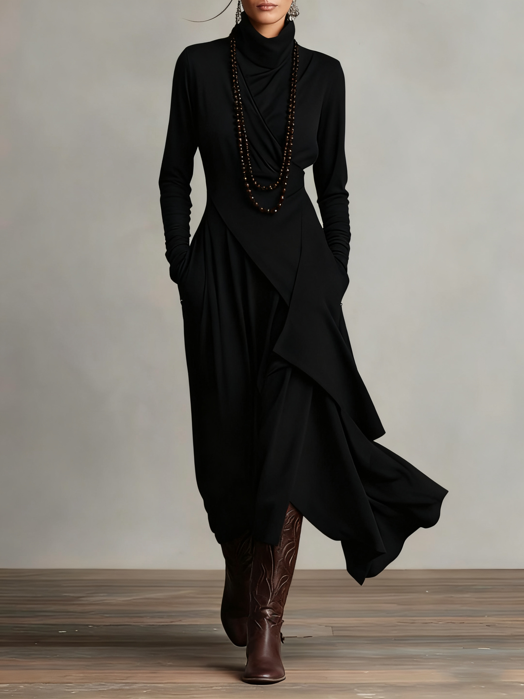 Robe en laine violette Tanya de Danoir Paris, élégante, près de l'épuisement, taille XS, vue de face.