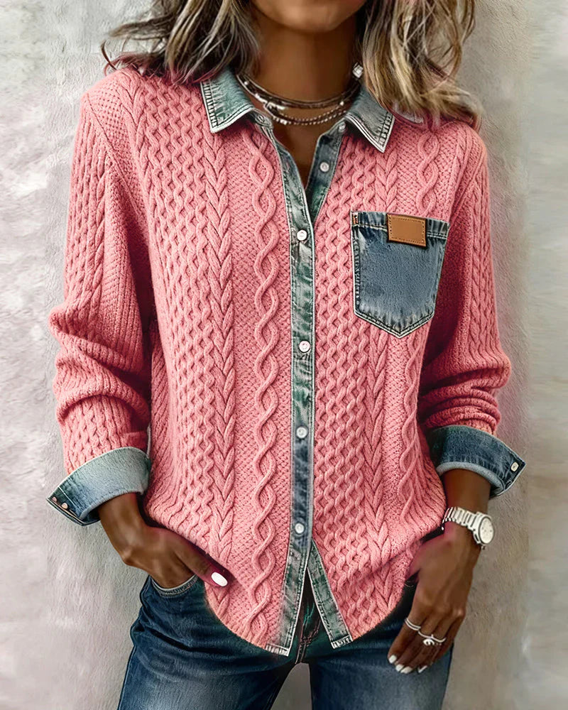 Chemise denim noire Simone de Danoir Paris, style audacieux avec col classique et manches longues.
