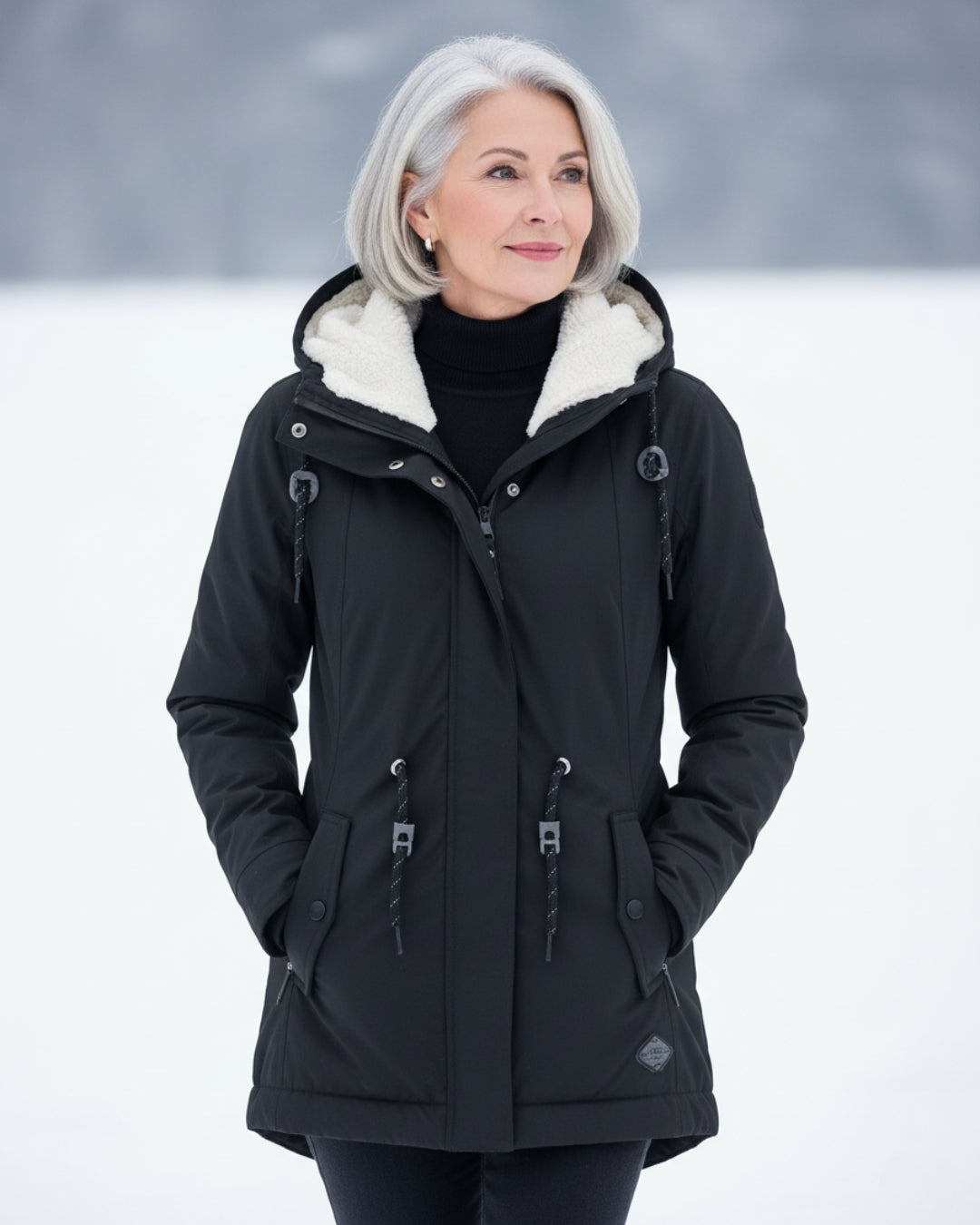 Parka réversible élégante Amelia de Danoir Paris en rouge, veste chaude et stylée pour femme, vue de face.