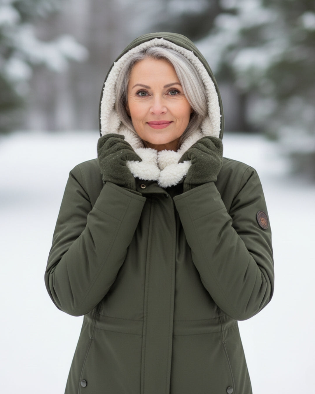 Parka réversible élégante Amelia de Danoir Paris en rouge, veste tendance avec capuche et fermeture zippée.