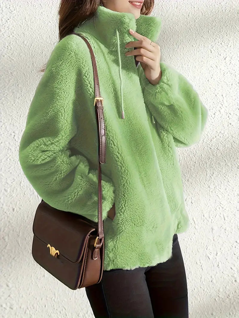 Veste en fleece rouge Danoir Paris Maliza FR1396, élégante et douce, vue sur le devant avec col et fermeture éclair.
