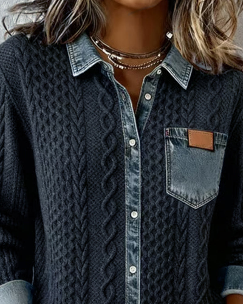 Chemise Élise douce et élégante de Danoir Paris, en tissu bleu, veste ou chemise chic pour femme.