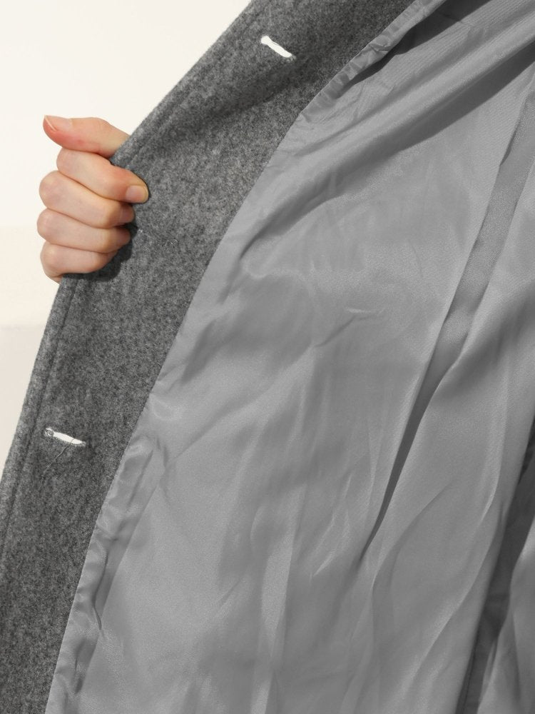 Manteau hivernal gris Danoir Paris Helena, style élégant, coupe ajustée, tissu chaud et confortable, vue de face en taille XS.