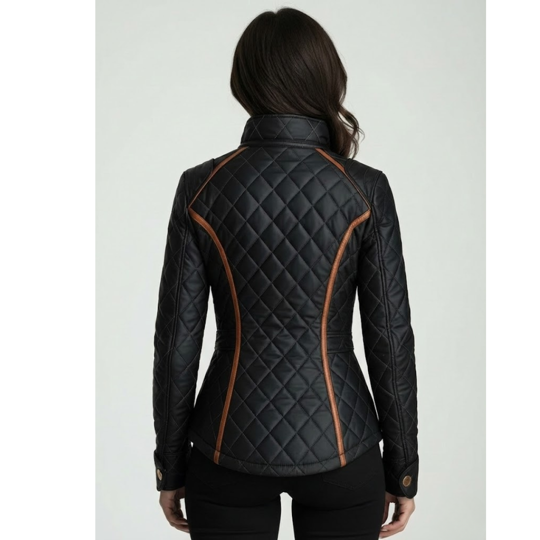 Veste matelassée noire Danoir Paris Lillian, élégante, courte, avec col montant et finition raffinée, pour un style chic et chaud
