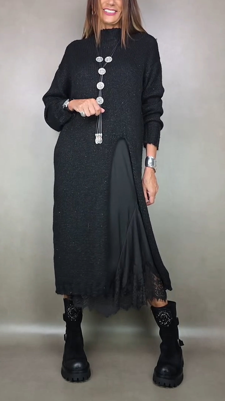 Robe maxi noire Danoir Paris Anarise élégante, longueur longue, tissu fluide, style sophistiqué, pour femme, taille XS