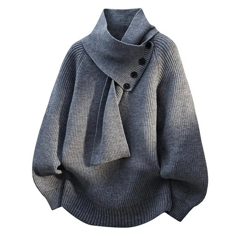 Pull blanc Danoir Paris Arielle avec écharpe élégante, douceur et style pour un look chic et confortable.