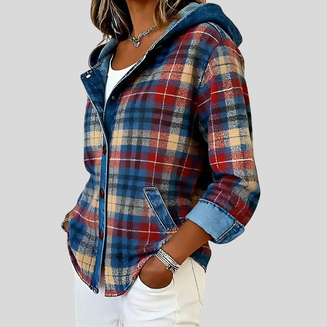 Veste à carreaux élégante Neraviennea de Danoir Paris, coupe classique, tissu à motifs en carreaux pour un style chic.