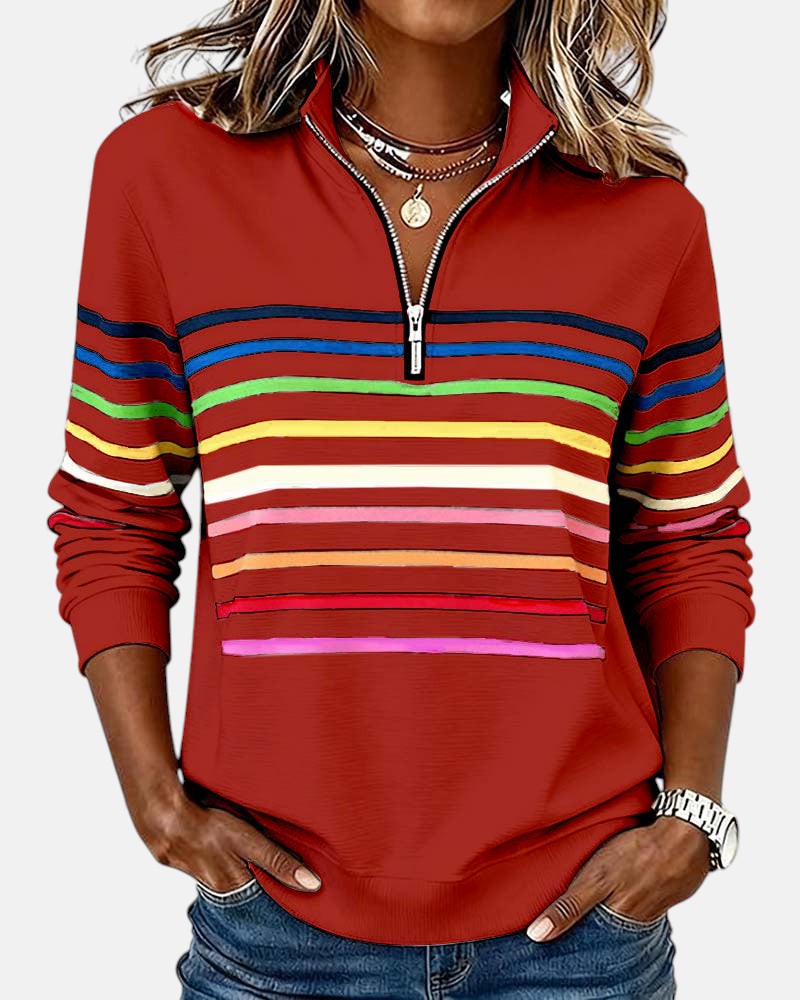 Pull Nina en gris à rayures, confortable, de la marque Danoir Paris, pour un style décontracté et élégant.