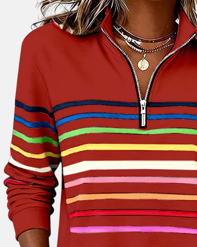 Pull Nina en gris à rayures de Danoir Paris, vêtement confortable et élégant pour femme.