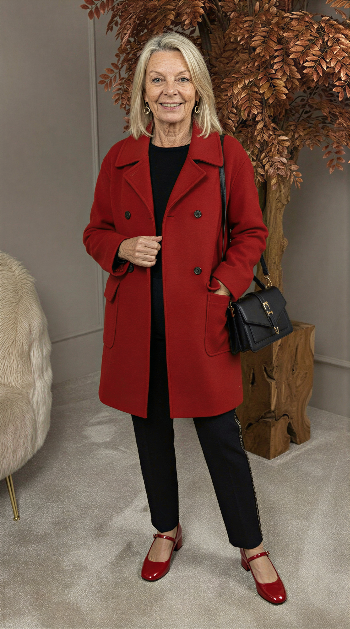Manteau cachemire élégant Megan de Danoir Paris en beige, veste longue avec col et manches longues.