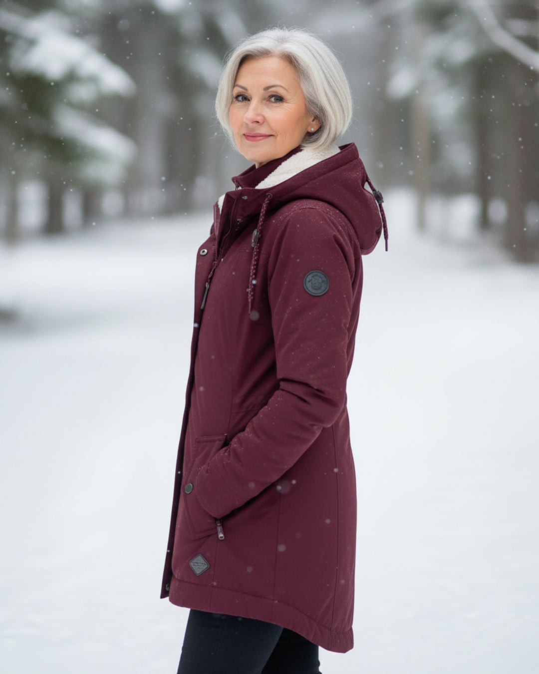 Manteau d'hiver élégant Danoir Paris FR1557 noir, coupe raffinée, parfait pour la saison froide, vue de face.
