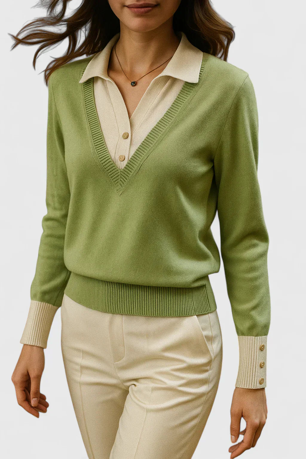Pull chic italien Danoir Paris Jovi en marron avec col rond et manches longues, style élégant et confortable.