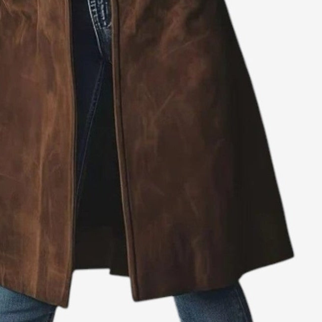 Manteau élégant automnal Sygrid de Danoir Paris, couleur marron, avec coupe sophistiquée et détails tendance.
