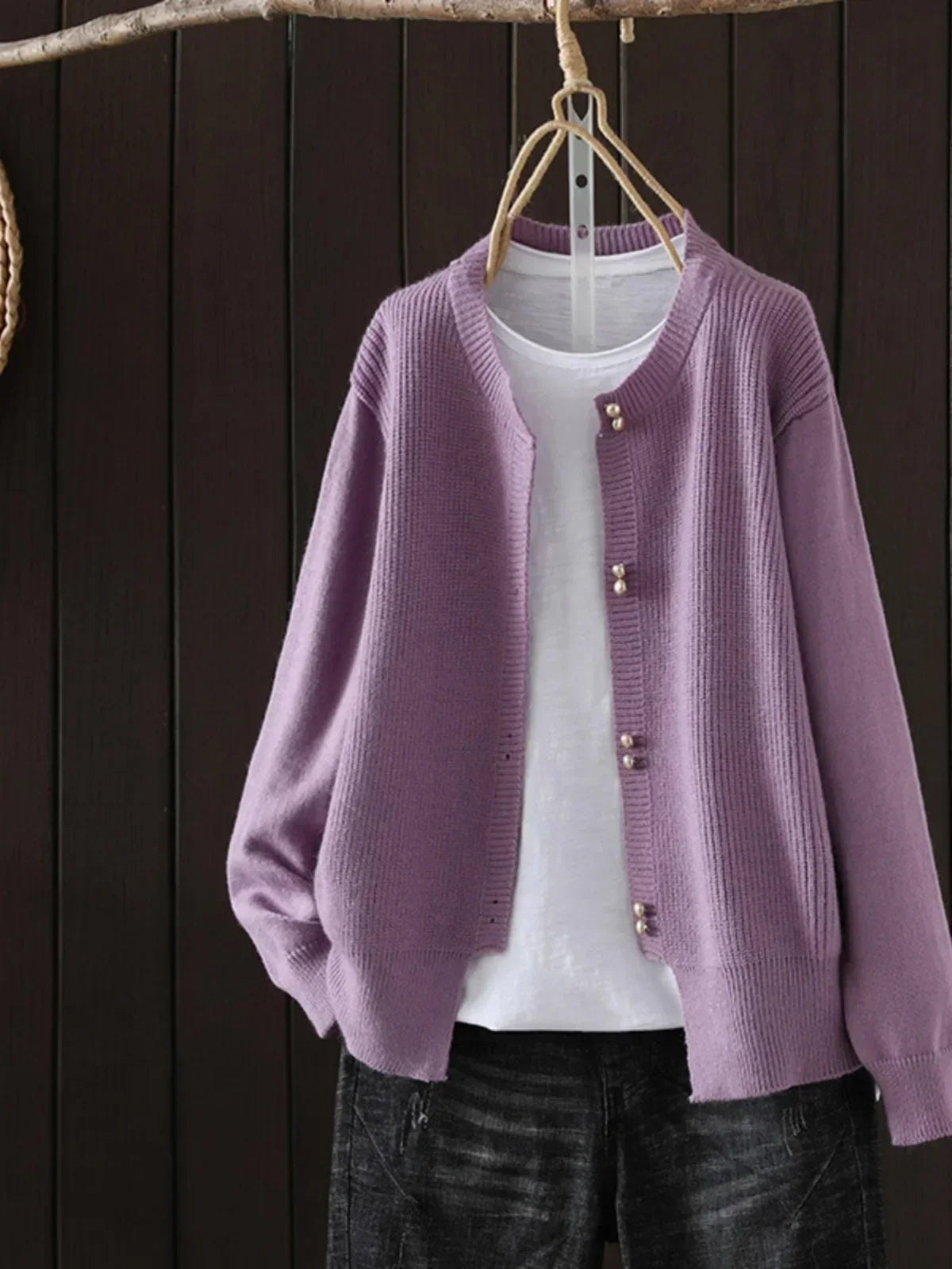 Cardigan sophistiqué gris Elara en tricot Danoir Paris, style élégant et confortable pour femmes.