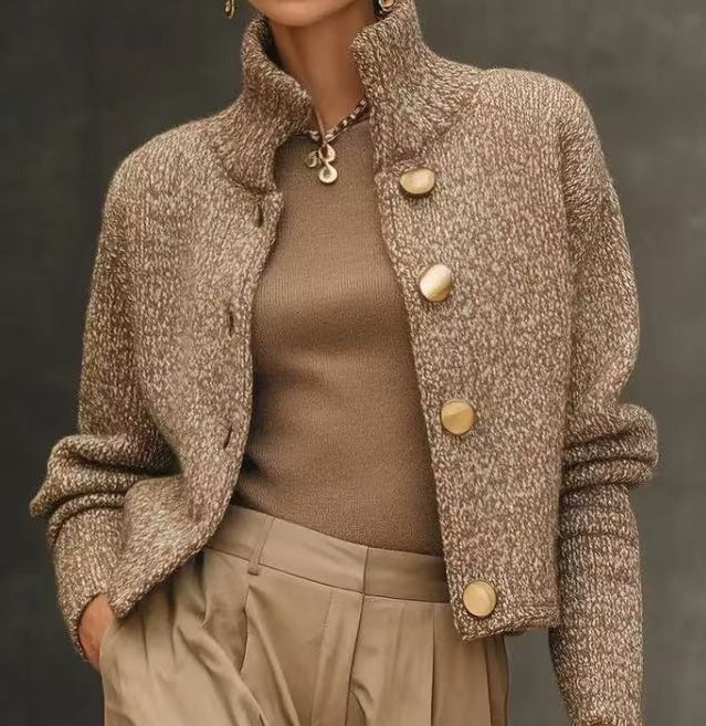 Veste chic en laine beige Danoir Paris Adeline, coupe élégante pour femmes, en tissu doux et chaud, taille XS.