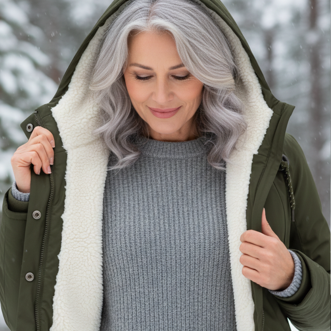 Veste hivernale élégante Danoir Paris modèle Adeline, gris, taille XS, avec détails sophistiqués en tissu chaud.