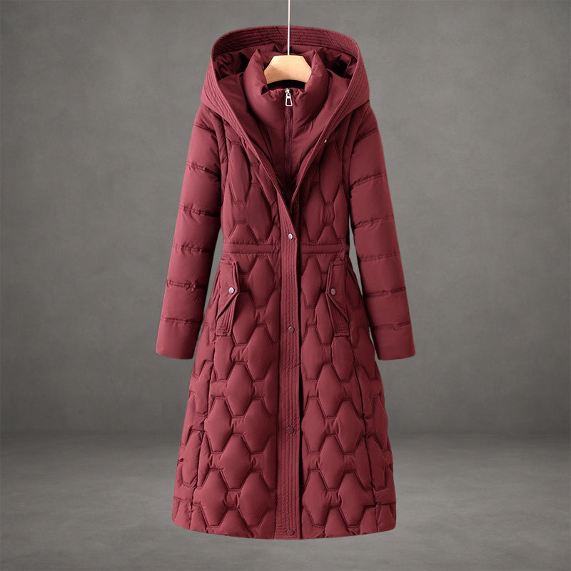 Manteau long imperméable rouge Danoir Paris Lumière FR1602, coupe élégante et pratique pour la pluie.