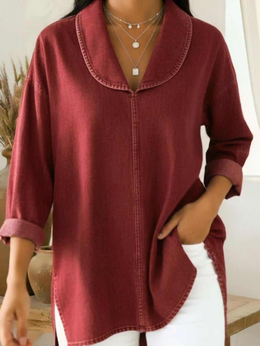 Chemise rétro chic Danoir Paris Prysaviennea en kaki, coupe élégante, détails vintage, tissu léger, style tendance.