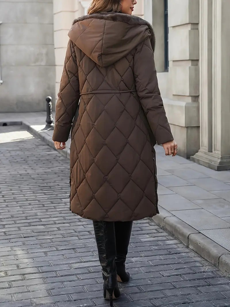 Manteau d'hiver élégant Danoir Paris Jeane, couleur marron, avec coupe sophistiquée, en tissu chaud et confortable.