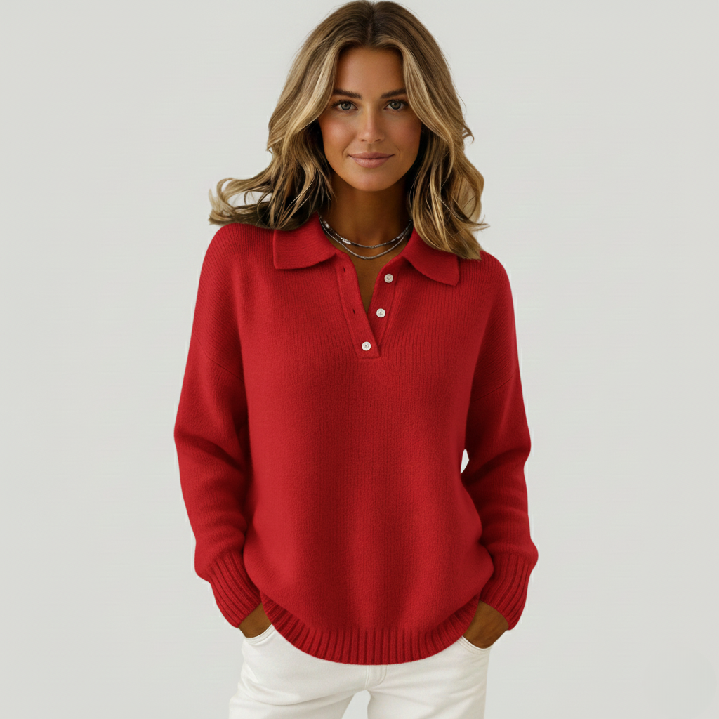 Pull doux blanc Danoir Paris FR1618 avec motif Clémentine, style chic et confortable, parfait pour la saison hivernale.