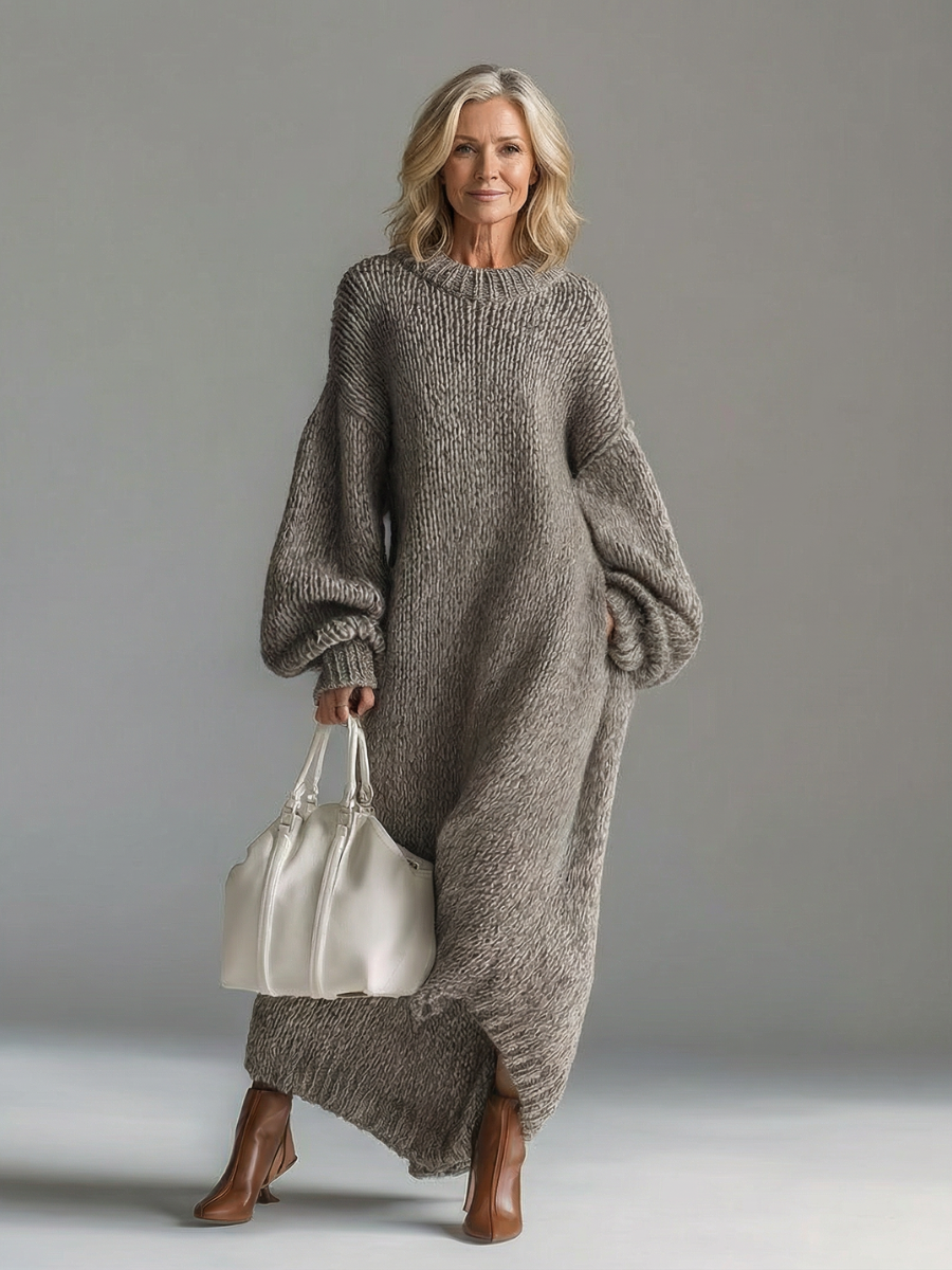 Robe maxi élégante Emilia de Danoir Paris en tissu kaki, longue robe chic avec détails sophistiqués visible sur l'image.