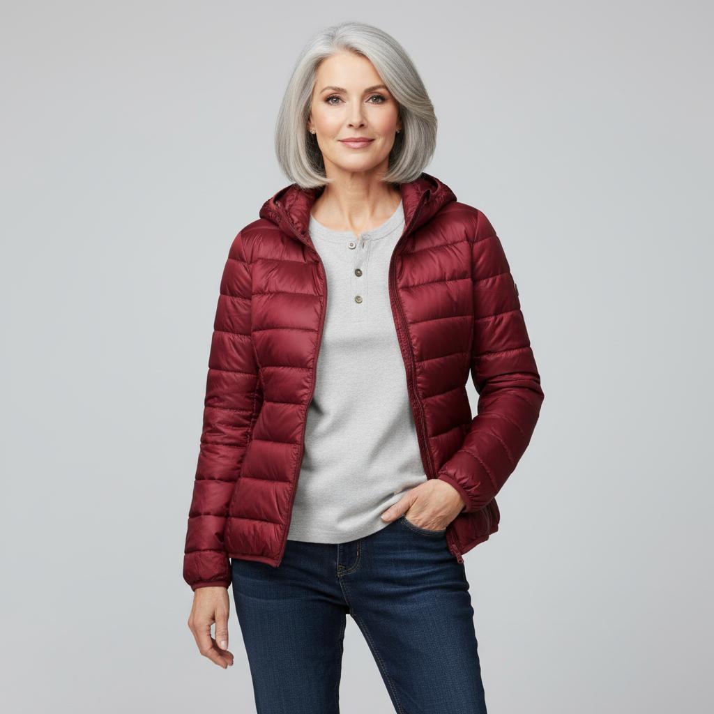 Veste élégante et légère Danoir Paris Karen FR831 en champagne, vue de face, tissu fluide et sophistiqué.