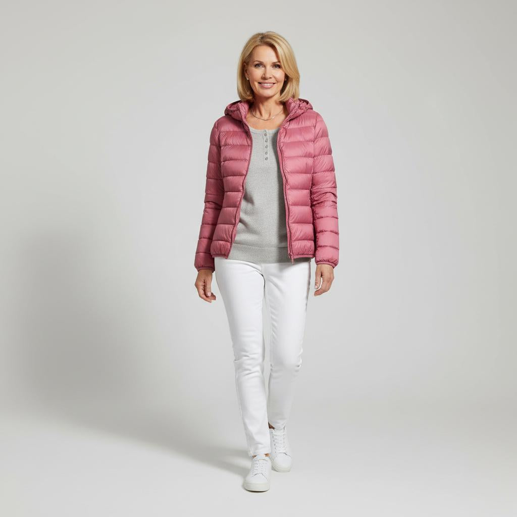 Veste élégante et légère Karen de Danoir Paris, couleur champagne, vue de face, tissu fluide et finition soignée.