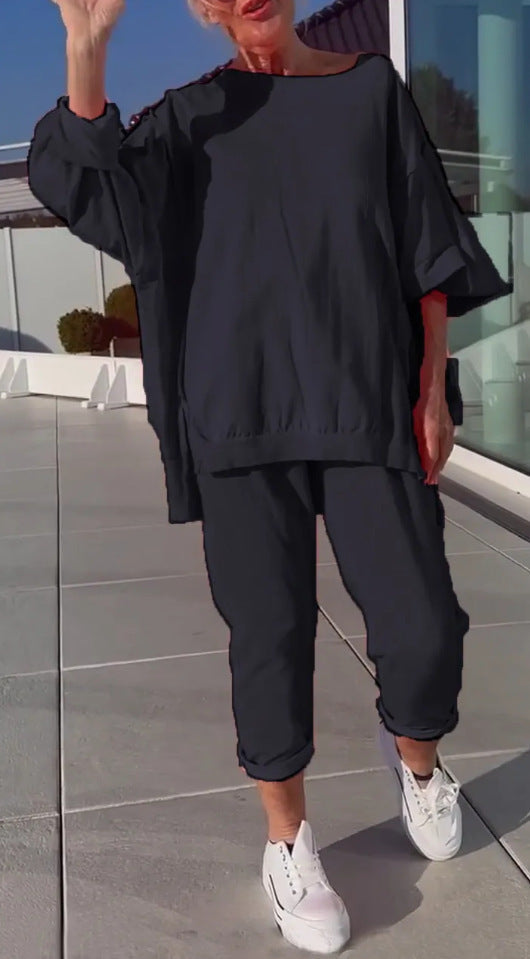 Ensemble loungewear oversize Frieda de Danoir Paris en jaune, vêtement confortable et décontracté pour la maison.