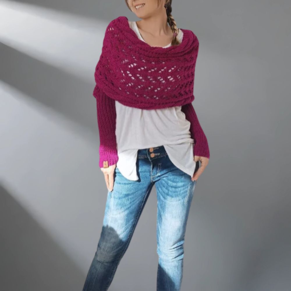 Châle tissé élégant WarmWrap™ de Danoir Paris en vert grisâtre, parfait pour rester chaud et sophistiqué.