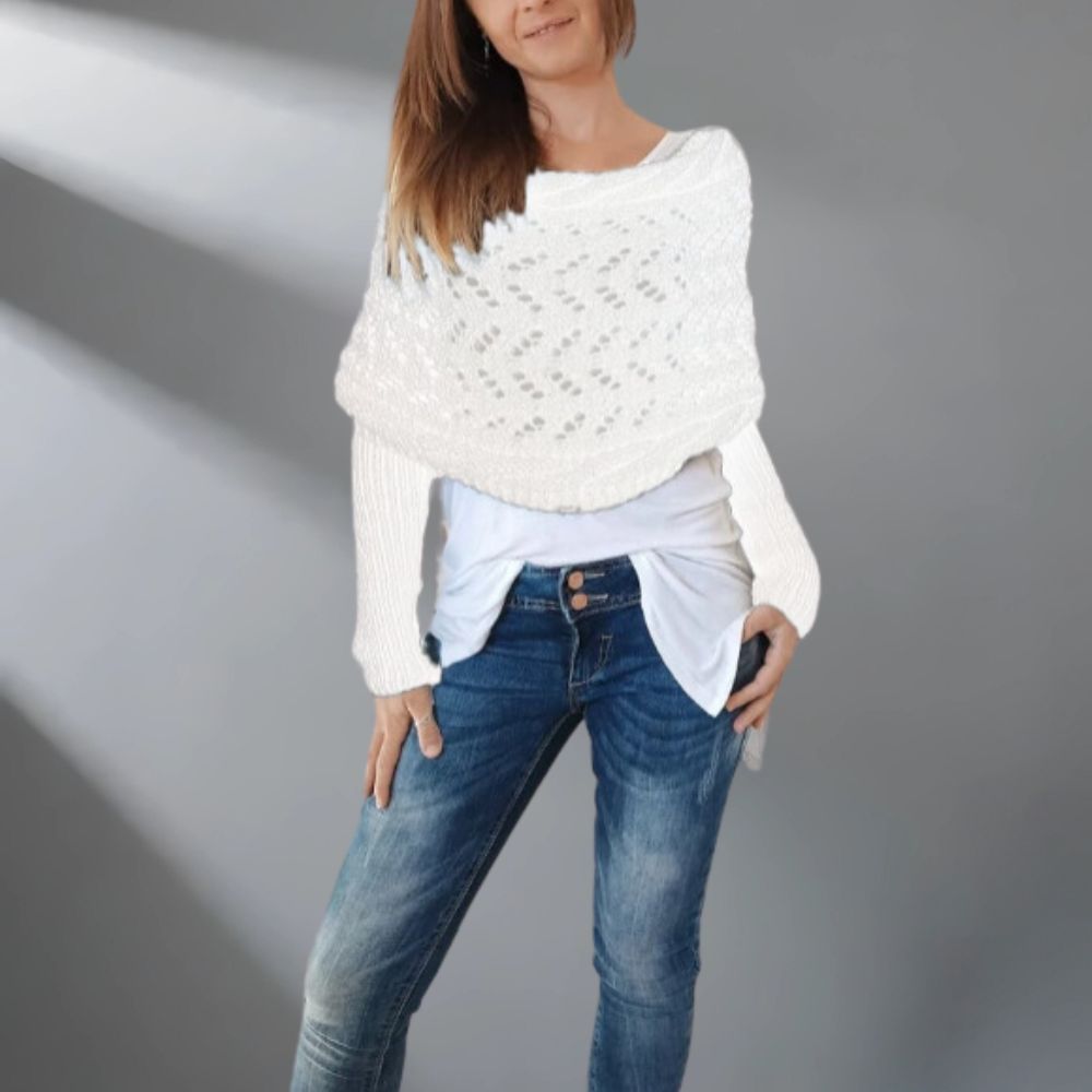Châle tissé élégant WarmWrap™ de Danoir Paris en vert grisâtre, accessoire chaud et sophistiqué pour l'hiver.