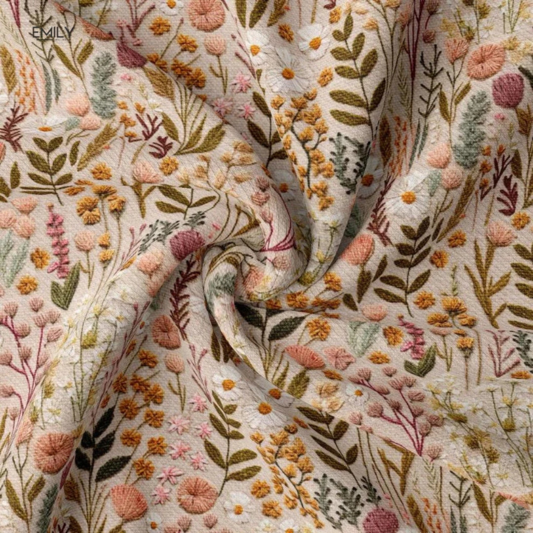 Pull floral élégant Nova Danoir Paris en beige, avec motif floral, porté sur mannequin, style chic et tendance.