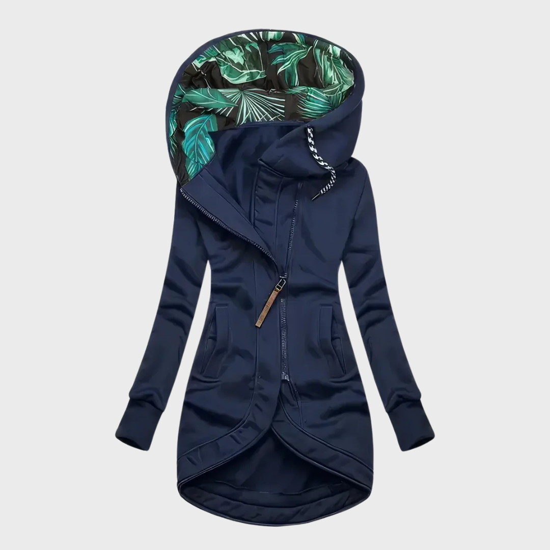 Veste d'hiver élégante FR870 de Danoir Paris en noir, veste chaude et sophistiquée pour femmes.