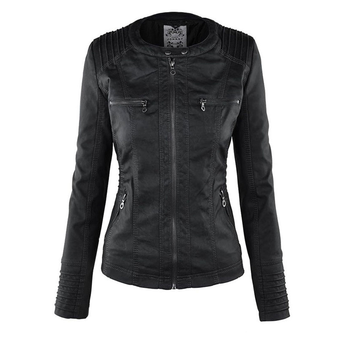 Veste motard élégante Kiana de Danoir Paris, en marron, taille XS, avec détails modernes et style sophistiqué.