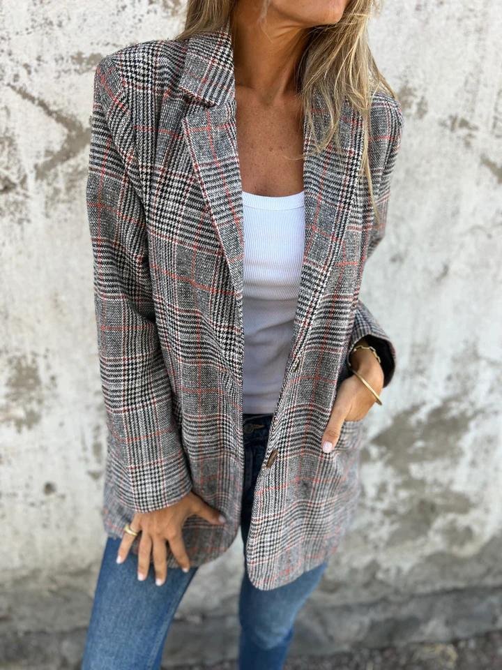 Manteau à carreaux élégant Danoir Paris FR882 en marron avec motif floral, style sophistiqué pour homme.