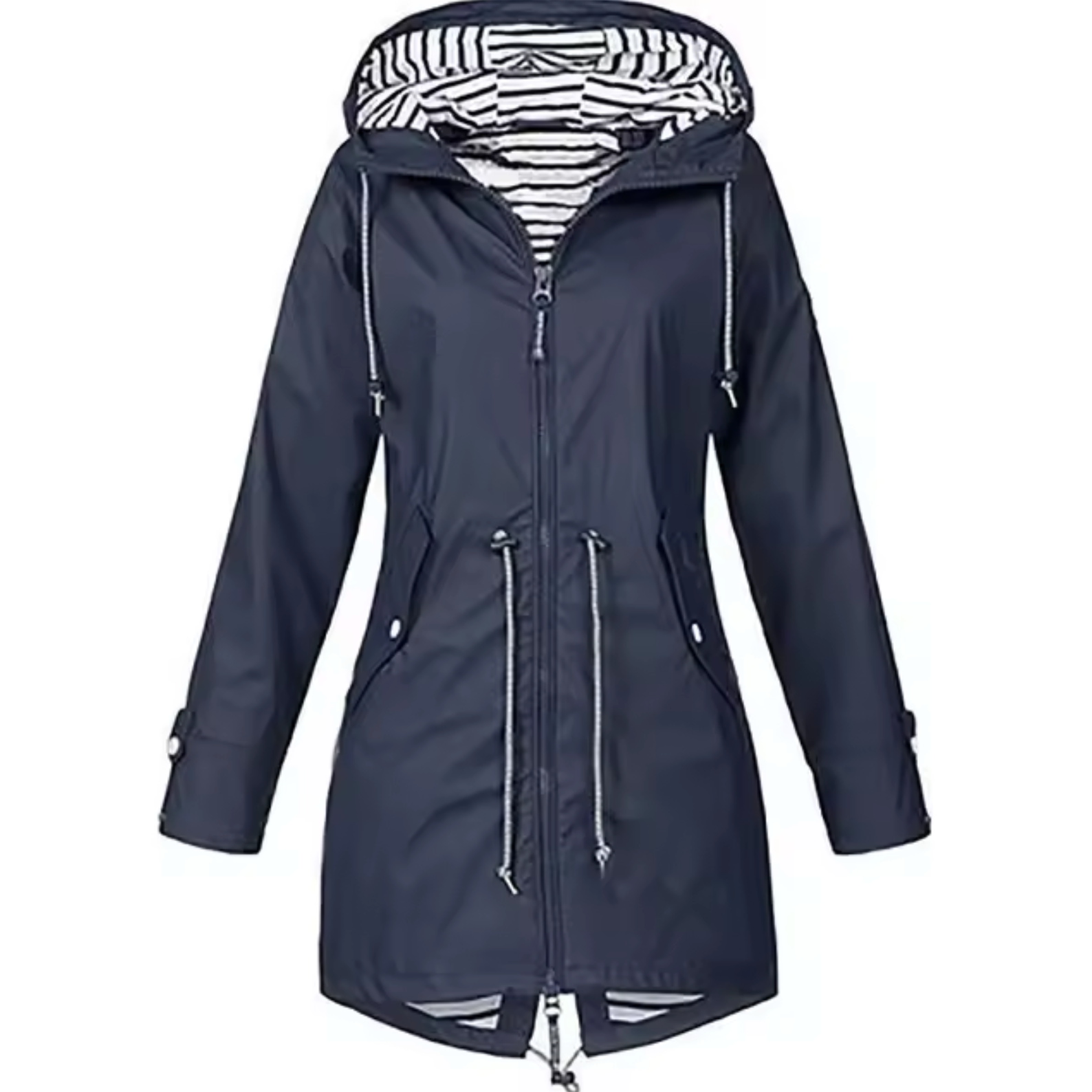 Veste waterproof élégante Linde de Danoir Paris, en noir, avec coupe moderne et détails sophistiqués.