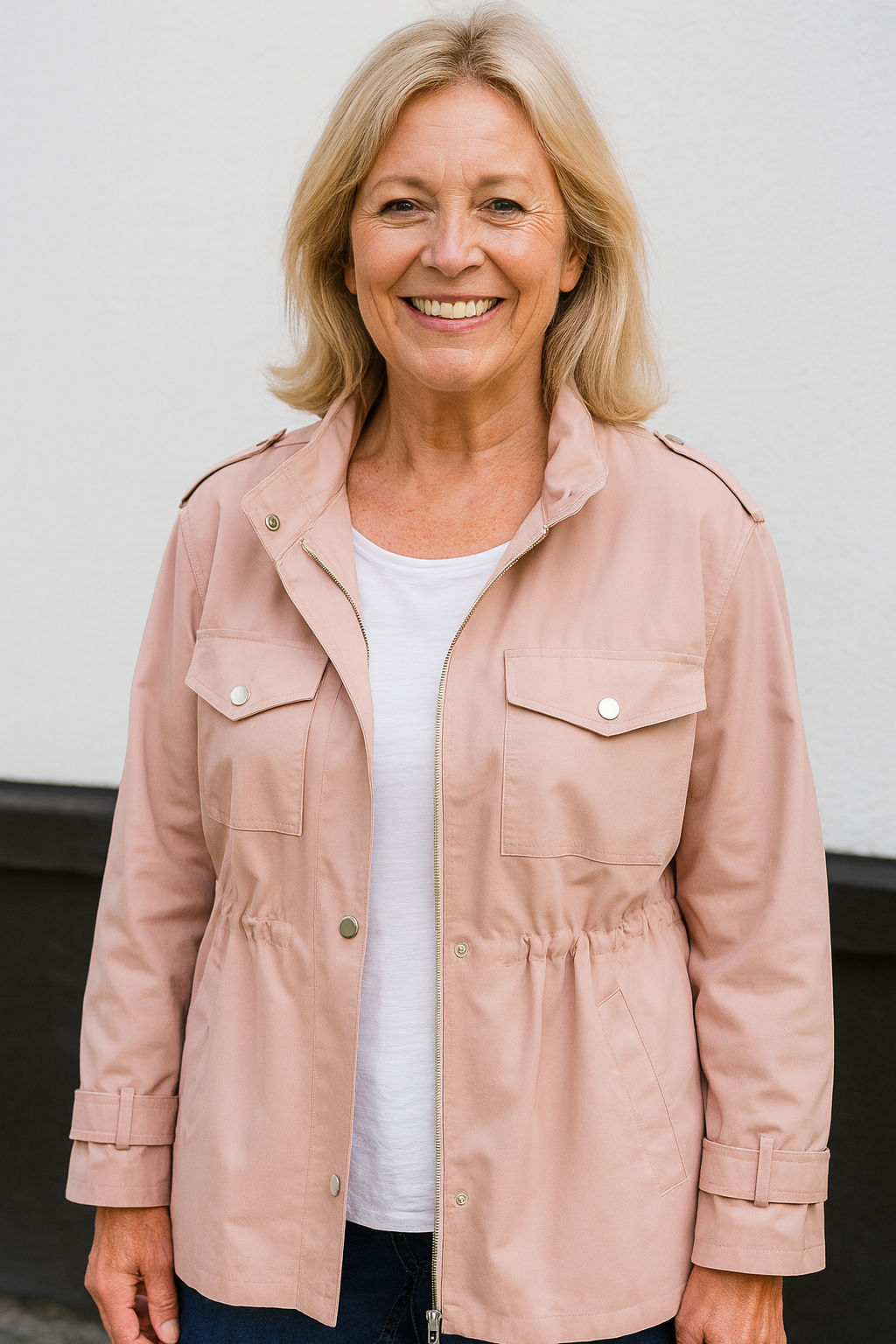 Manteau classique Danoir Paris Amélie FR912 en rose, vêtement chaud et confortable pour femmes élégantes.