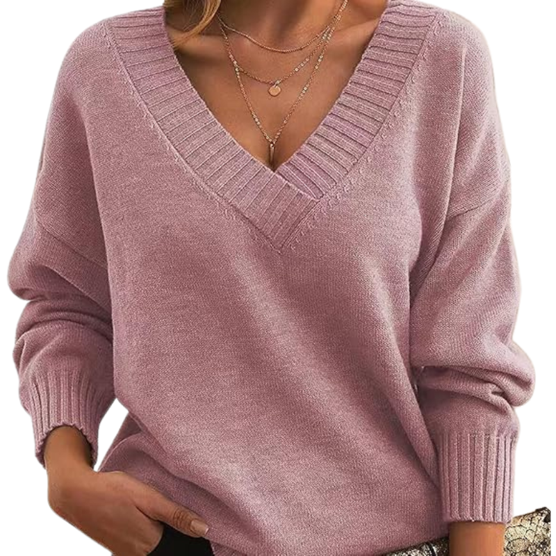 Pull élégant Danoir Paris FR935 Lenia en mélange de cachemire couleur abricot, vue de face avec détails du tissu et de la coupe