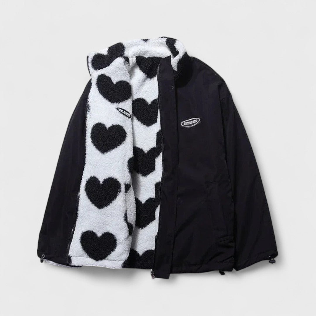 Veste réversible élégante Katharina de Danoir Paris, en noir, avec détails sophistiqués et finition soignée.