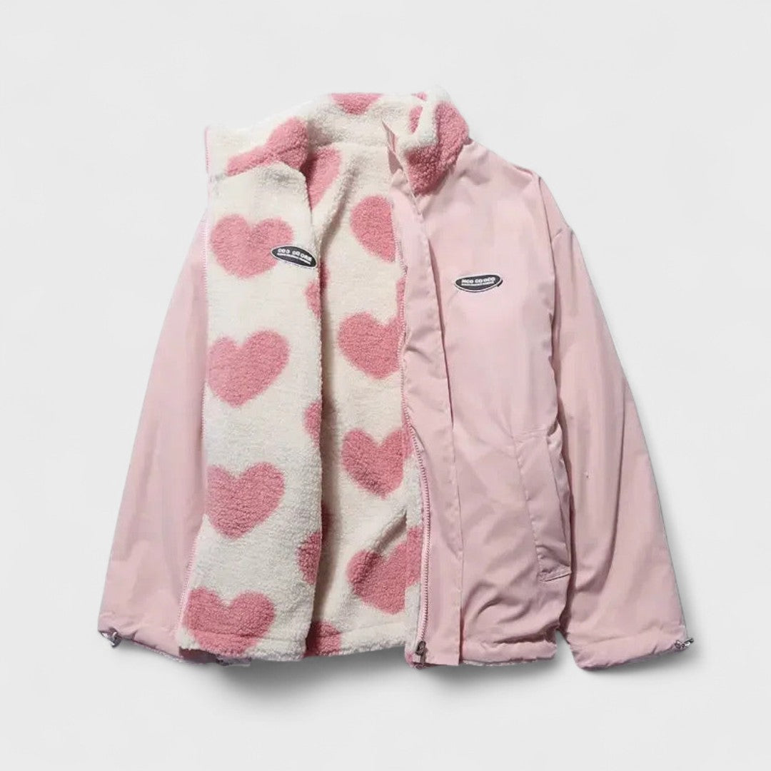 Veste réversible élégante Katharina de Danoir Paris, en noir, doublure visible, style chic et sophistiqué pour femme.