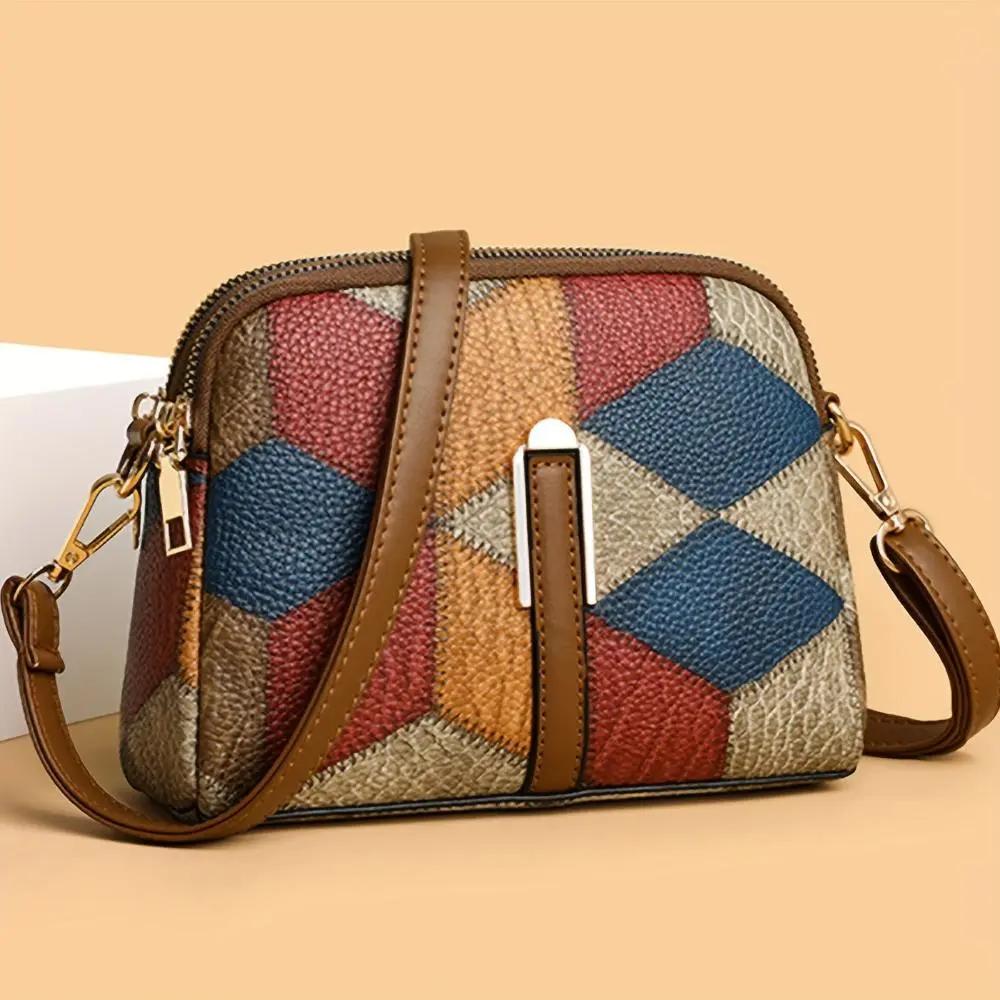 Mini sac à bandoulière patchwork Danoir Paris, gris, avec design élégant et détails sophistiqués.